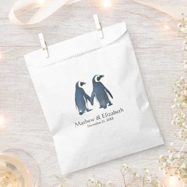 Zwei Niedliche Pinguine | Romantische Hochzeit Geschenktütchen (Ausgeschnitten)