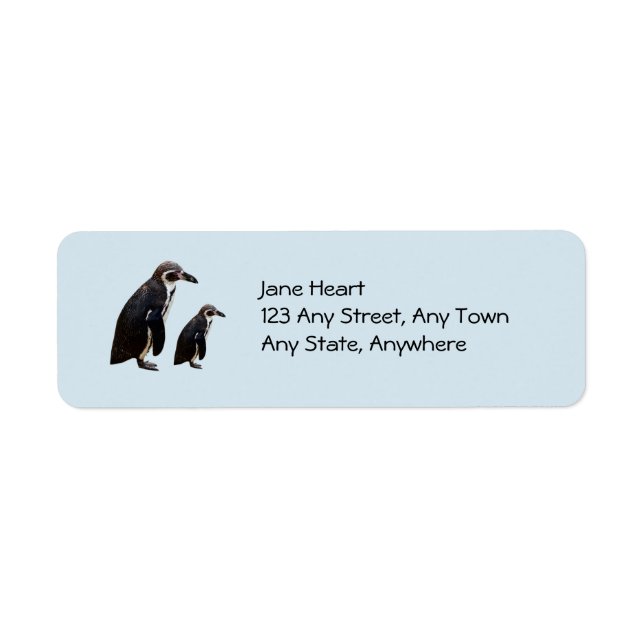 Zwei Niedliche Pinguine, Stehendes Etikett (Vorne)