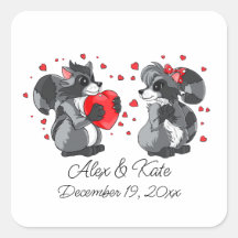 Zwei Niedliche Raccoons | Romantische Hochzeit