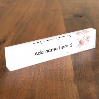 Zwei Niedliche Schweine im Frühjahrsnamensplatte Namensplakette