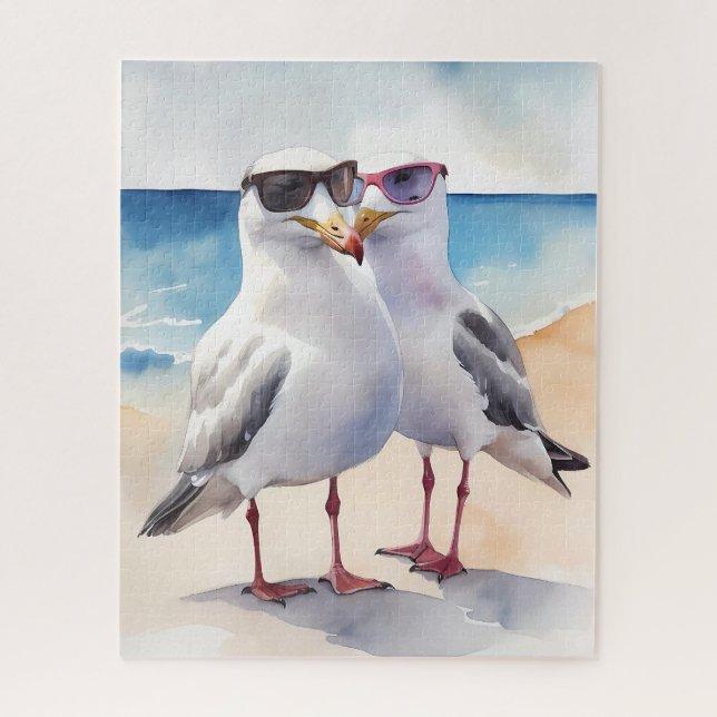 Zwei Niedliche Seagulas Inlove (Vertikal)