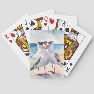 Zwei Niedliche Seagulas Inlove Spielkarten