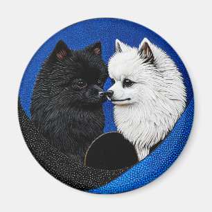 Zwei niedliche Spitzhunde Magnet