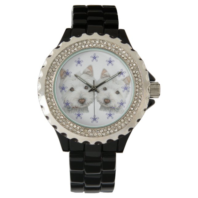 Zwei niedliche Westidogs Art Watch Armbanduhr (Vorderseite)