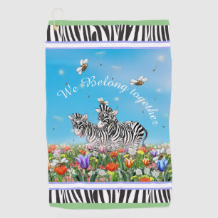 Zwei niedliche Zebras, die zusammen Sommer gehen Golfhandtuch