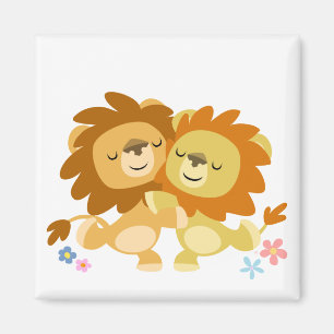 Zwei niedlicher Cartoon-Löwentango-Magnet Magnet