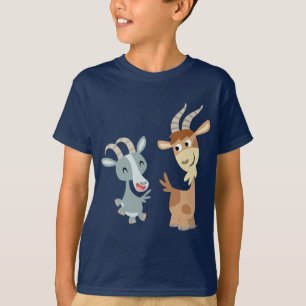 Zwei niedlicher glücklicher Cartoon-Ziegen-Kinder T-Shirt
