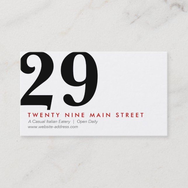 ZWEI NUMBERN LOGO Designer Business Card Visitenkarte (Vorderseite)