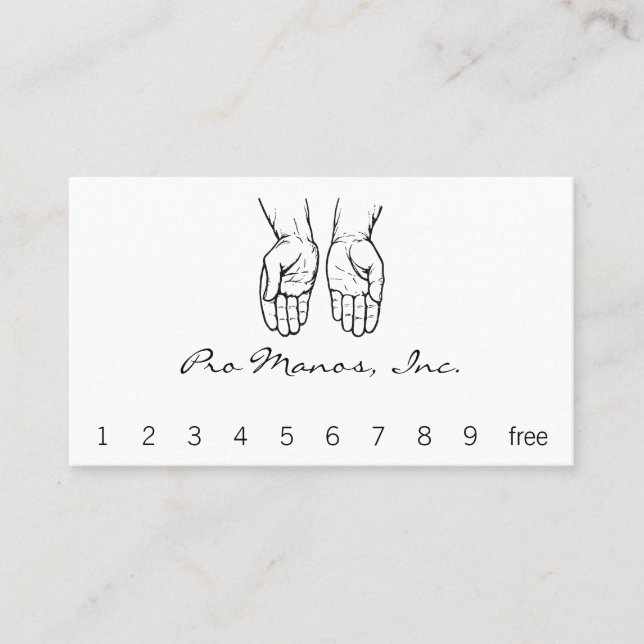 Zwei offene Hände (Schwarzweiss) Treuekarte (Vorderseite)