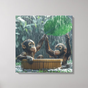 Zwei Orang-Utan-Babys Leinwanddruck