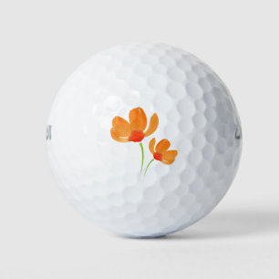 Zwei orange Wasserfarben-Mohnblumen-Schneidbrett Golfball