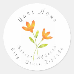 Zwei Orangefarbene Blume Runder Aufkleber
