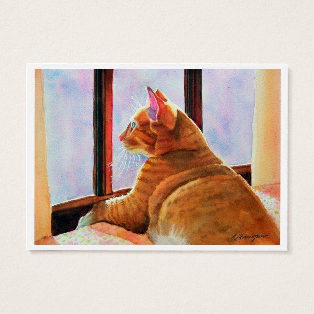 Zwei orangefarbene Katzen doppelseitige ACEO-Print (Rückseite)
