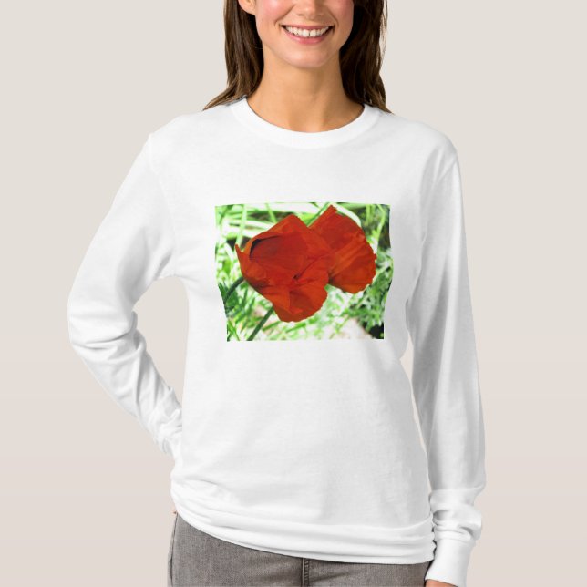 Zwei orientalische Mohnblumen-Blumen-Foto T-Shirt (Vorderseite)