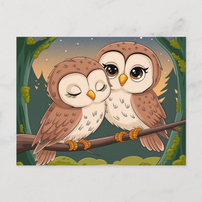 Zwei Owls Postkarte (Vorderseite)