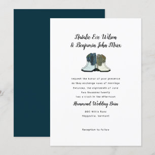 Zwei paarige Cowboy Boots Country Wedding Einladun Einladung