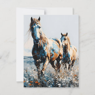 Zwei Paint Pferde Postkarte