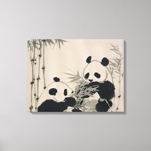 Zwei Pandas-Leinwand Leinwanddruck (Vorderseite)