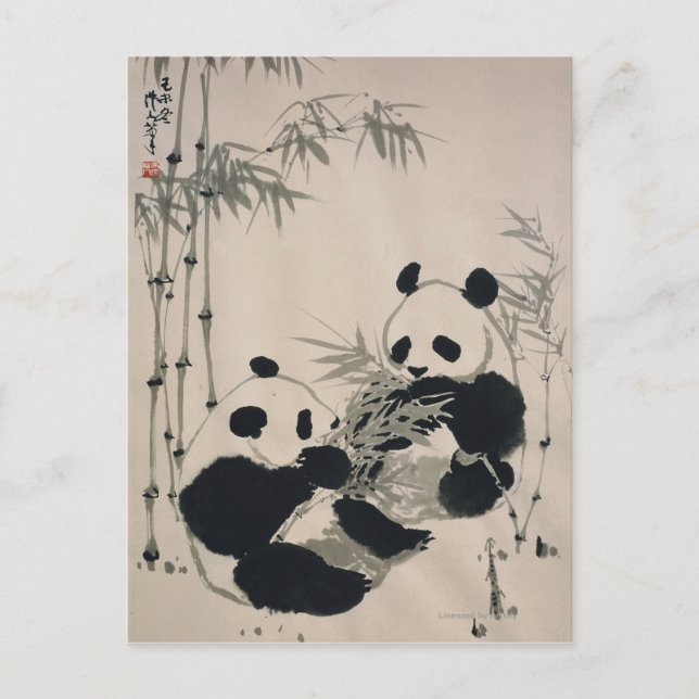 Zwei Pandas Postkarte (Vorderseite)