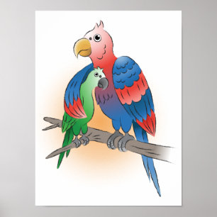 Zwei Papageien Alles Gute zum Muttertag Poster