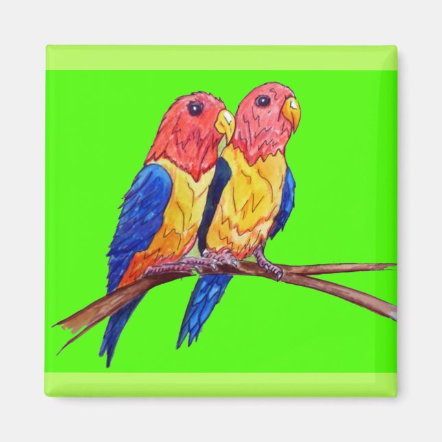 Zwei Papageien auf einer Perch Magnet (Vorne)