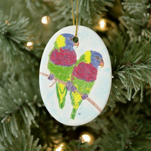 Zwei Papageien | Vogel Weihnachtsschmuck (Baum)