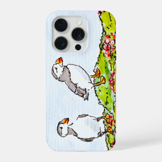 Zwei Papageientaucher iPhone 15 Pro Hülle (Rückseite)