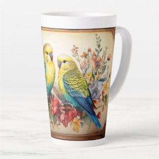 Zwei Parakets und Blume Milchtasse