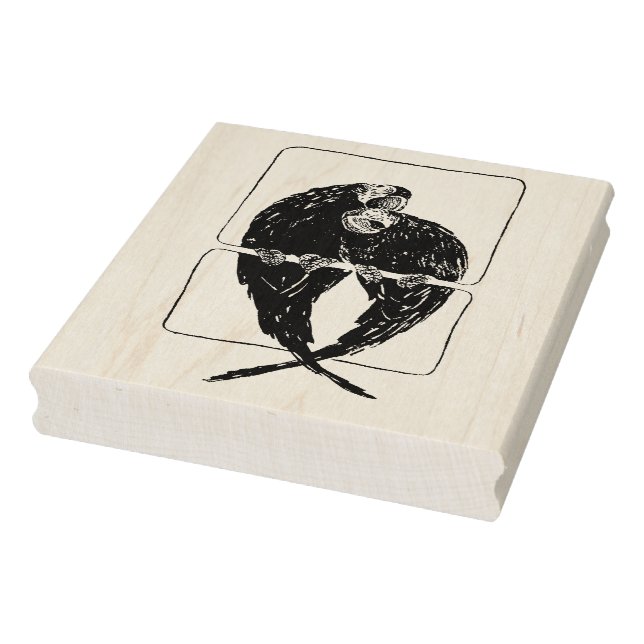 Zwei Parrots Wood Art Briefmarke Gummistempel (Stempel)