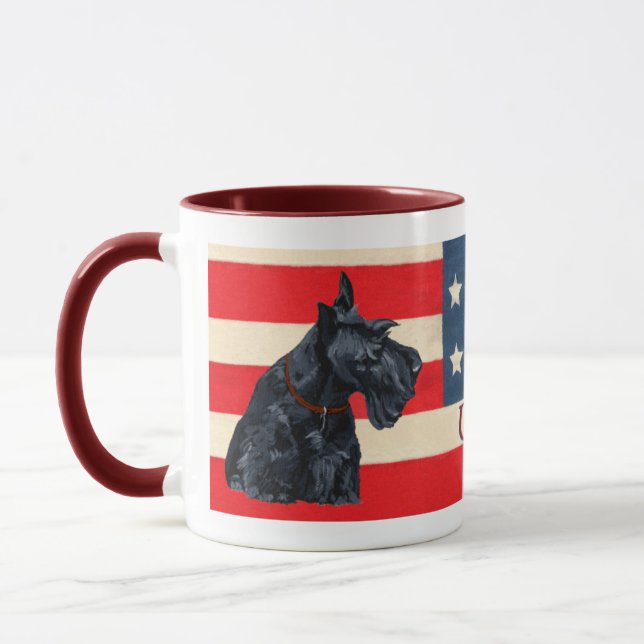 Zwei Patriotic Scottish Terriers Tasse (Links)