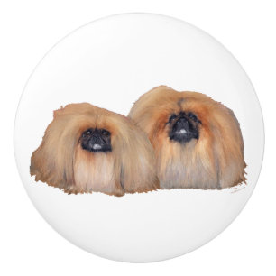 Zwei Pekingesen Keramikknauf