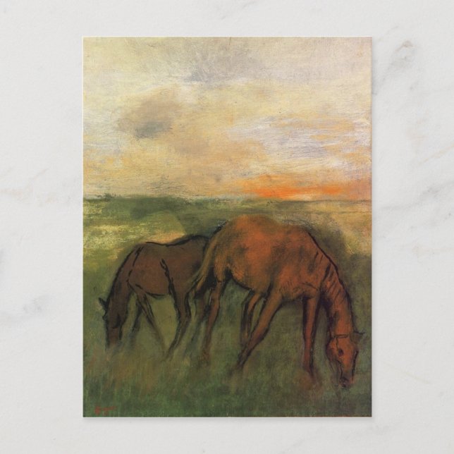 Zwei Pferde in einer Weide von Edgar Degas Postkarte (Vorderseite)