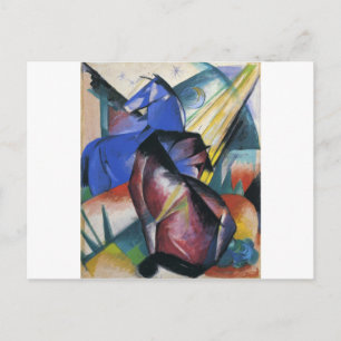 Zwei Pferde, rot und blau von Franz Marc Postkarte