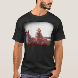 Zwei Pferdejäger-Team-Imitate Vintag T-Shirt