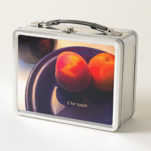 Zwei Pfirsiche Stillleben Metall-Lunchbox Metall Brotdose
