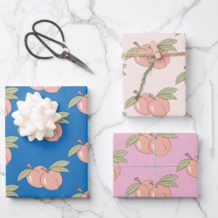 Zwei Pfirsiche zum Umhüllen von Papierblättern Geschenkpapier Set