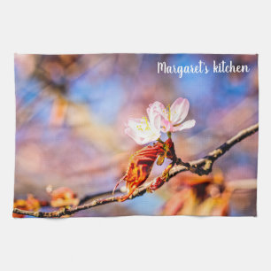 Zwei Phantastische Sakura-Blume. Rosa, blauer Hint Geschirrtuch