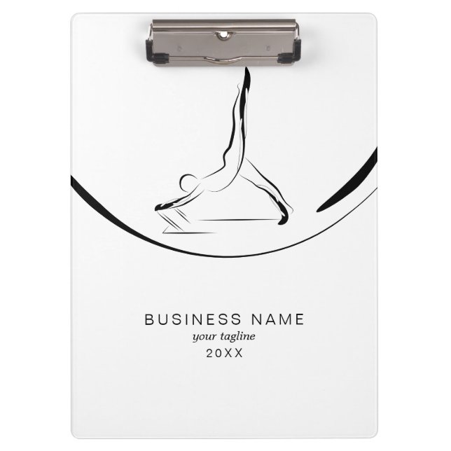 Zwei Pilates-Posen auf dem Reformer | Farbe Klemmbrett (Vorderseite)