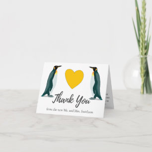 Zwei Pinguine Gelbes Herz Hochzeit Danke