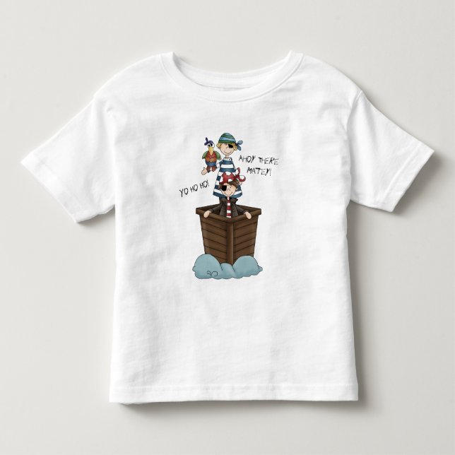 Zwei Piraten auf Piratenschiff mit Papagei Kleinkind T-shirt (Vorderseite)