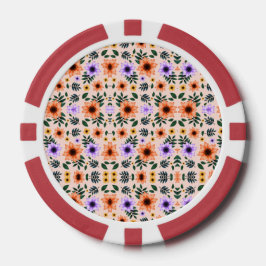 Zwei Pokerchips werden jeweils mit einem floralen