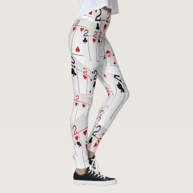 Zwei, Pokerkarten, Anzahl, Damen Leggings (Rechts)