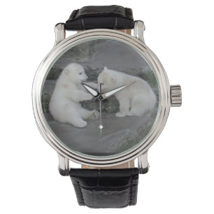 Zwei Polar Bären Cubs Armbanduhr