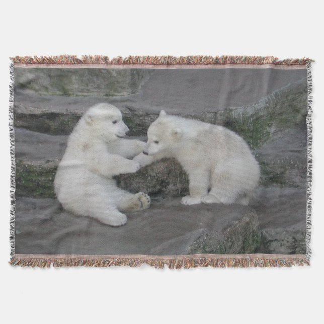 Zwei Polar Bären Cubs Decke (Vorderseite)