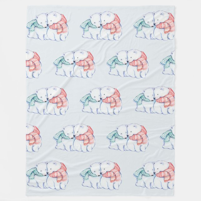 Zwei Polar Bears Fleece Blanket (Vorderseite)