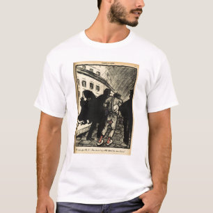 Zwei Polizisten nehmen einen Vagabundn weg, der in T-Shirt