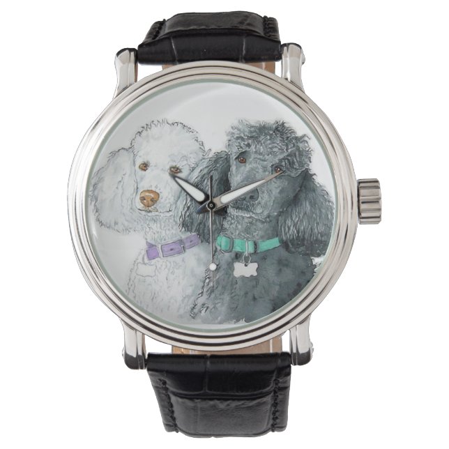 Zwei Poodles Armbanduhr (Vorderseite)