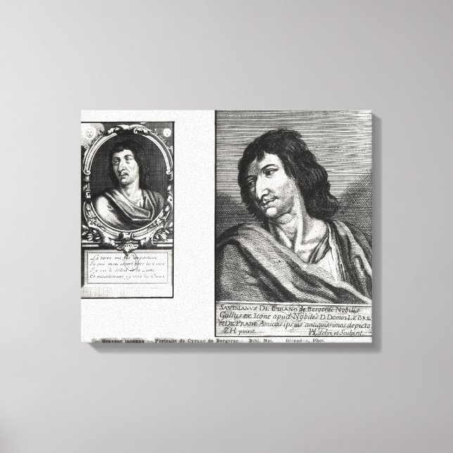 Zwei Porträts von Savinien Cyrano de Bergerac Leinwanddruck (Vorderseite)
