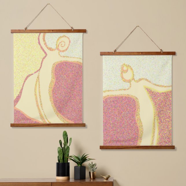 Zwei Posterpaare Wandteppich Mit Holzrahmen (Asymmetrisch)