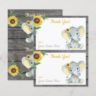 Zwei pro Seite Dankeskarten Elefant Mädchen Shower Einladung